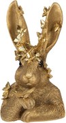 Dekorácia zlatá busta zajac so zlatými motýlikmi - 21*20*34 cm