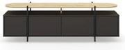 Čierny TV stolík v dekore duba 160x48 cm Hinoa – Marckeric