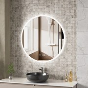 Erga Deam, okrúhle LED zrkadlo 90cm, 3 farby svetla, predné osvetlenie, vyhrievacia podložka proti zapareniu, ERG-V01-Deam-9090-CL