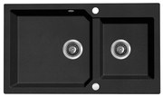 Kuchinox Milos, 2-komorový granitový drez 860x500x215 mm + sifón, čierna škvrnitá, LAV-SPM_7208