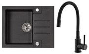 ALVEUS SETA23236 - Kuchynský drez ROCK+drezová batéria MINTAS 34 cm granit/čierna