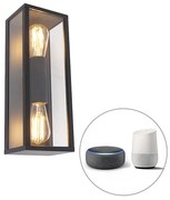 Inteligentná nástenná lampa čierna 38 cm 2-svetlá IP44 vrátane Wifi ST64 - Charlois