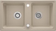 Deante Zorba, granitový drez 780x435x180 mm B/O, 3,5" + priestorovo úsporný sifón, 2-komorový, piesková, ZQZ_7203