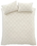 Krémovobiele predĺžené obliečky na dvojlôžko z materiálu bouclé 230x220 cm Cosy Checkerboard - Catherine Lansfield