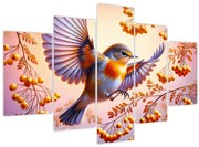 Obraz - Vták s jarabinou (150x105 cm)