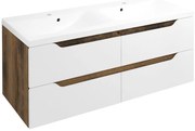 Sapho Sapho, WAVE dvojumývadlová skrinka 119,7x50x47,8cm, biela/dub collingwood, WA120-3019