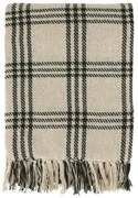 Béžový károvaný pléd so strapcami Aix - 130*150 cm