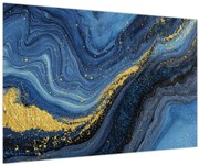 Obraz - Modro-zlatá abstrakcia (90x60 cm)