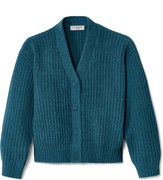 Detský ženilkový pletený svetrík, modrozelený