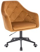 LuxuryForm DESIGN Kreslo ANDORA VELUR na čiernej podstave s kolieskami - medové