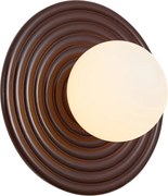 Retro nástenná lampa hnedá s okrúhlym opálovým sklom 20 cm IP44 - Lila