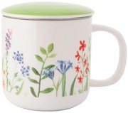 Altom Porcelánový hrnček s čajítkom a viečkomNature Awakening 380 ml