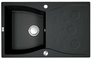 Laveo Molokin, 1-komorový granitový drez 800x500x195 mm s dlhým odkvapkávačom, čierna, LAV-SPO_711T