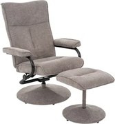 Relaxačné kreslo s taburetom Alfa, šedo-béžová látka%