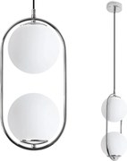 Závesné svietidlo Florence, 2x biele sklenené tienidlo, ch, U