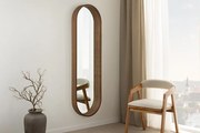 Oválne zrkadlo CAPSO – Orechový dekor (50x165 cm)