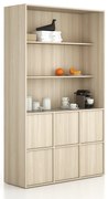 Kancelárska skriňa FRAME, 6x dvere, 2x polica, 1299 x 450 x 2162 mm, PUSH-lock, dub prírodný