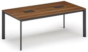 Rokovací stôl PRIMO INVITATION, 200x100 cm, orech + 2x stolná zásuvka TYP VI, čierna