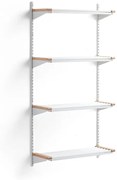 Regál na topánky JEPPE so 4 policami, základná sekcia, 1790x900x310 mm, biela/breza