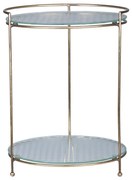 Mosadzný antik kovový 2-poschodový etažér Lace brass - Ø 30*40 cm