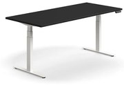 Výškovo nastaviteľný stôl QBUS, rovný, 1800x800 mm, biely rám, čierna