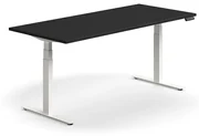 Výškovo nastaviteľný stôl QBUS, rovný, 1800x800 mm, biely rám, čierna