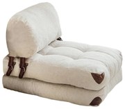 Rozkládací futonové křeslo Kadife Teddy krémové