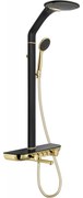 Mexen Blaze, sprchová sada s ručnou a dažďovou hlavicou, čierna-zlatá, 78109-75