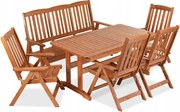 Sada záhradného nábytku stôl lavička stoličky drevo 7 osôb Konsimo Alces