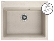 Laveo Tau, 1-komorový granitový drez 600x500x215 mm, béžová, LAV-SBT_4106