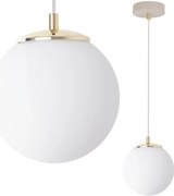 Závesné svietidlo Florence, 1x biele sklenené tienidlo, g/be