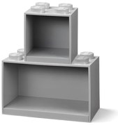 Súprava 2 detských sivých nástenných políc LEGO® Brick