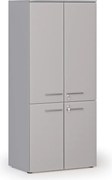 Kancelárska policová skriňa PRIMO GRAY, polené dvere, 800 x 500 x 1781 mm, sivá
