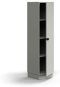 Skriňa QBUS, 3 police, so soklom, s madlom, 1636x400x420 mm, svetlošedá