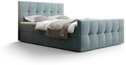 Manželská posteľ  Boxspring 140 cm Macheta (sivomodrá) (s matracom a úložným priestorom). Akcia -20%. Vlastná spoľahlivá doprava až k Vám domov. 1046713