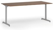 Kancelársky stôl PRIMO BETA, 180x90 cm, sivá podnož, orech