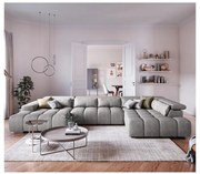 Rohová sedacia súprava do U TROPEA pravá, šedá, s opierkami hlavy