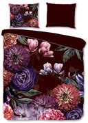 Vínovočervené obliečky na jednolôžko z organickej bavlny Descanso Gerbera, 140 x 220 cm