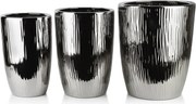 Sada 3 ks keramických květináčů NEVA SILVER XII stříbrná