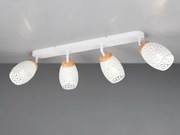 Stropné osvetlenie Bidar, biely kov/drevo, 4 svietidlá%