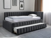 Čalúnená posteľ COMFINO VELVET s prístelkou 120x200 cm tmavosivá