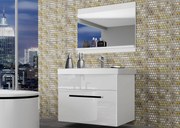 Kúpeľňový nábytok Belini  biely lesk + umývadlo + zrkadlo  ROD P 1/0/W/W/0/ZW