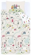 Bielo-béžové bavlnené detské obliečky do postieľky 120x150 cm Transport – Bianca