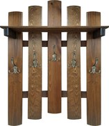 Vešiak s policou 5 kovové rúčky hnedá