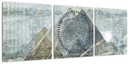 Obraz - Pyramídy v modrom filtri (s hodinami) (90x30 cm)