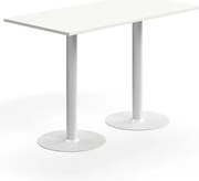 Barový stôl ALVA, 1400x700x900 mm, s kotvením do zeme, HPL, biela