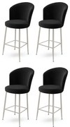 Súprava barových stoličiek Alte Black and Chrome, 4 ks, 4 ks