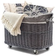 Pletený košík na kolieskach s látkou Teker III.š. 67 x hl. 47 x v. 47/50(cm)