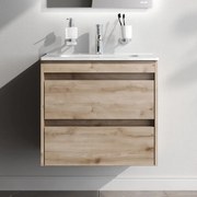 Skrinka s umývadlom 60 AM.PM Spike MPA-FHX0602HF-WCC0602WG závesná, 2 zásuvky, svetlý dub