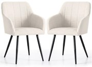 Sada dvoch jedálenských stoličiek LUXANO krémové / čierne nohy (2 ks)
